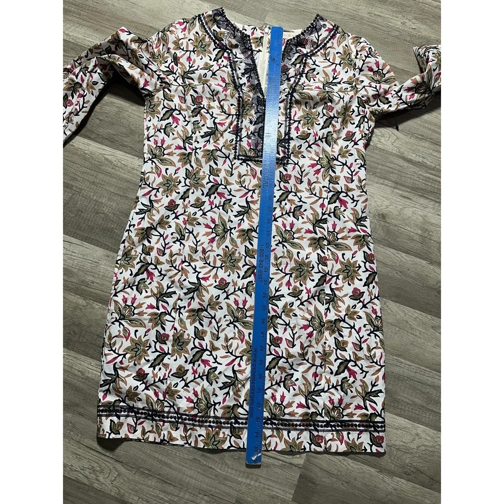 Tory Burch Women's Printed 3/4 Sleeve Tunic Mini Dress‎ Floral Size 12